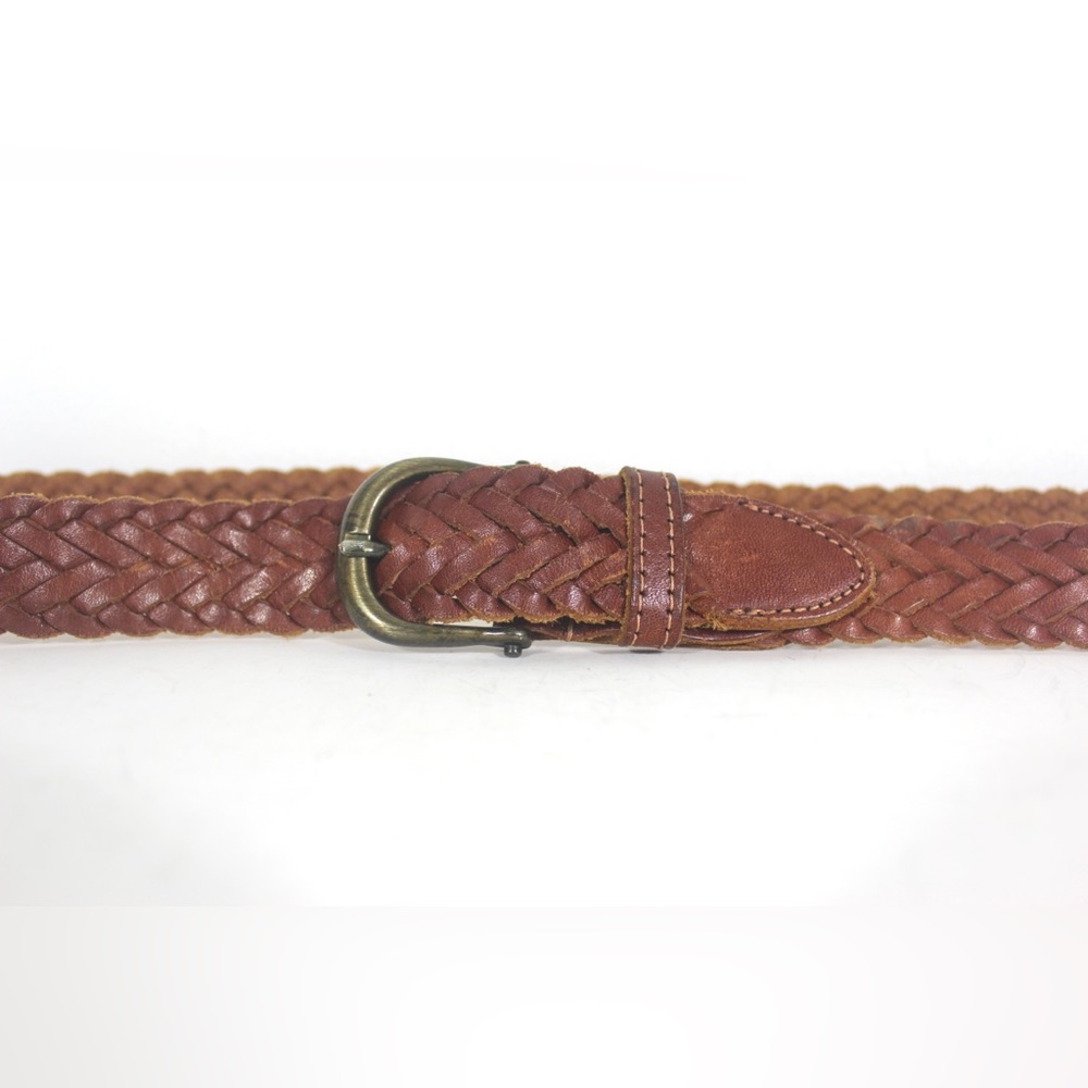 Adjustable to 30” Argentinian Vintage Woven or Braided Warm Brown Leather Belt